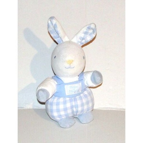 Doudou lapin salopette bleu - lapin,