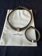Delvaux France leather + steel matching bracelet and choker length necklace