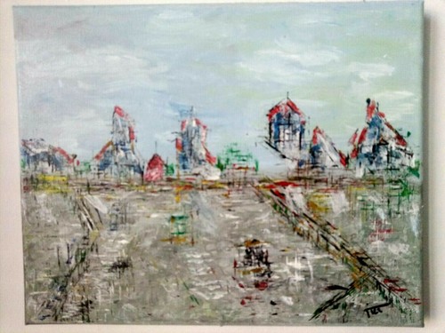 Tableau abstrait acrylique - , sur