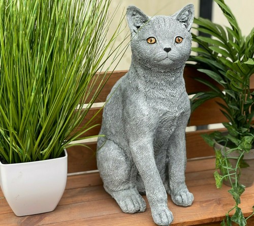 Sculpture pierre chat - pierre, assis