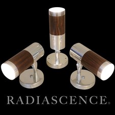 3 NOS AIRSTREAM TRAVEL TRAILER ATOMIC MODERN ALUMINUM ROSEWOOD SCONCE Lamps 1970