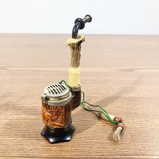 Antique Signed Alpette Hunting Pipe - Wood Carved Deer & Wooden Deer Tip