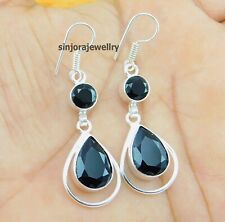 Boucles d'oreilles pendantes/gouttes en argent sterling 925 pierre précieuse ...