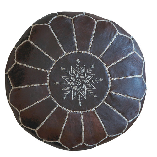 Moroccan leather pouf - leather,