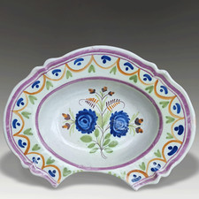 French Faience Barbers Bowl- Late 18th Century -Wonderful colour - 30cm (12") W