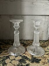 Pair of pressed glass candle holders molded chandelier 