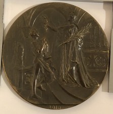 MÉDAILLE EN BRONZE DEVREESE MEDAL ART EXPOSITION UNIVERSELLE BRUXELLES 1910