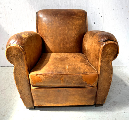 Ancien fauteuil club cuir - ancien,
