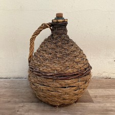 Old French Green Dame Jeanne Demi John Carboy Bottle bonbonne rattan 2710222