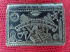 Franc-Maçonnerie boîte allumettes gravée métal mi XIXe Écosse.