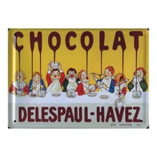 Plaque métal publicitaire 15x21cm bombée : Chocolat Delespaul Havez