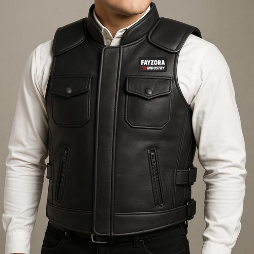 Gilet cuir bull riding - gilet,