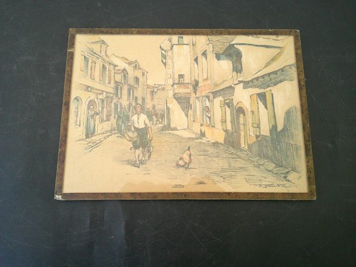 Gravure dessin gouache estampe - dessin,