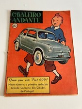 Tintin with Fiat 600 cover comics magazine 1957 Cavaleiro Andante Portugal