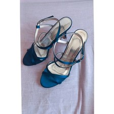 Escarpins d'été satin bleu foncé 39 chaussures à talons femme