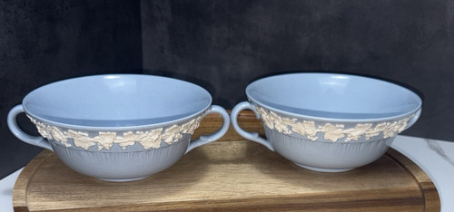 Pair wedgwood queens ware blue - wedgwood,