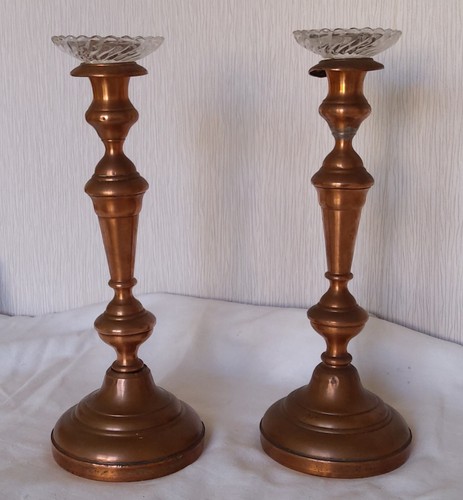 Paire bougeoirs anciens - paire,