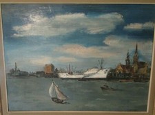 Paul Daxhelet (1905-1993) Marine Oil on Canvas Beautiful Size Seascape Oil Canvas