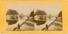 Stereo, France, le pont de "Châton", place to identify Vintage stereo card - 