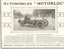 PARIS PEREIRE AUTOMOBILES MOTOBLOC 27 GAILLON DOMBRET ADVERTISING 1910