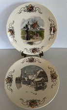 2 Antique Faience Round Dinner Plates~ SARREGUEMINES OBERNAI By HENRI LOUX