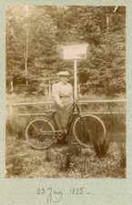 France, Fontaines St. Remy, A Lady with Her Bike Vintage Citrate Print.  Ti