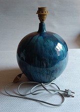 Vintage Vallauris Style Blue Enamel Ceramic Lamp 1950s/60s. Works.