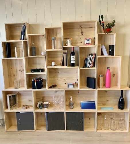 Kit bibliothèque caisse bois - bibliothèque,