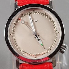 Akteo Medical Watch Quartz 34mm Red Leather Stainless Steel Case Nurse Doctor