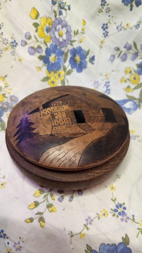 Boîte ronde bois vintage - ronde, en