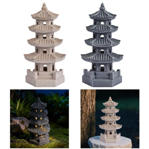 Pagode statue lanterne solaire - pagode,