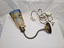 Brass wall lamp base wood tulip glass paste Müller Frères Lunéville 