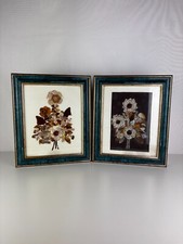 Sublime pair of paintings old composition butterfly wings floral decor