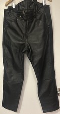 German Hein Gericke First Gear Black Leather Biker Protective Pants 36 suspender