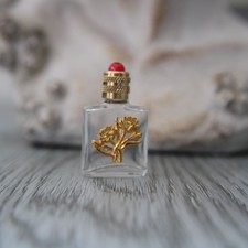 4.1 cm high, empty perfume miniature, golden bouquet, empty perfume bottle