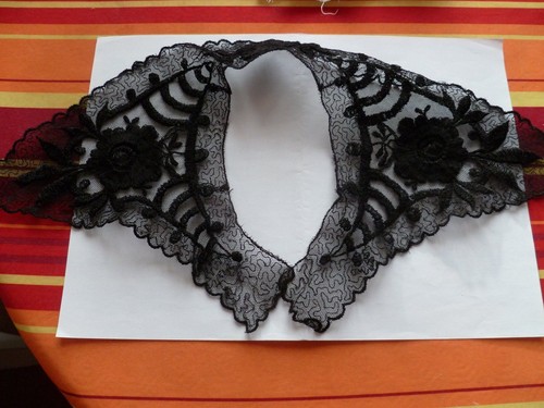 Ancien col dentelle - ancien, noir
