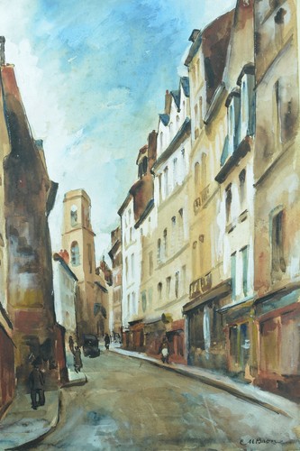 Tableau ancien vue rue - de,