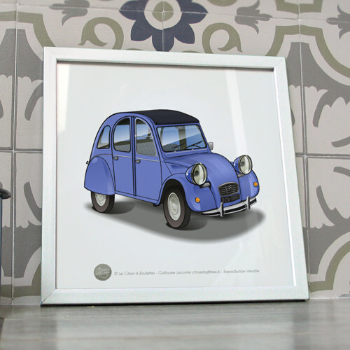 Poster 2cv bleu - , celeste