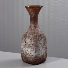 Large Murano Scavo Technical Glass Vase Design Italy 1980s