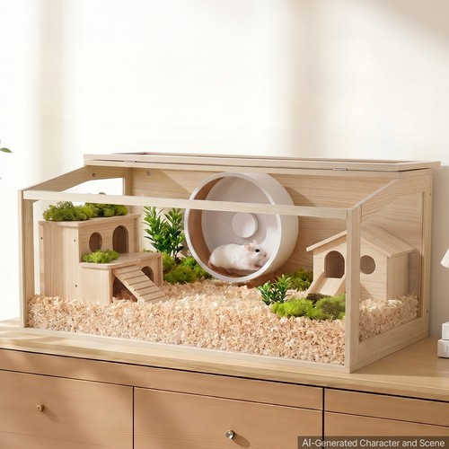 Wooden hamster cage - wooden,