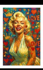 Alberto Ricardo   Célébrité, Portrait  Marylin Monroe Giclée Sur Tissus D art 
