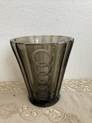 Ancien vase verre fumé noir - verre,