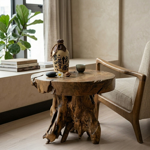 Table appoint teck - table, bois