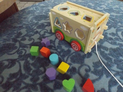 Wooden toy block bus - toy,