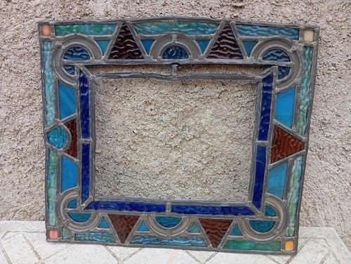 Ancien cadre vitrail - ancien,