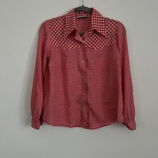 Vintage Jori California Red Gingham Western Button Up Shirt 70s Retro Blouse