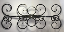 Antique Vintage Wrought Iron Wall Coat Rack - 4 Hooks - Rustic Style /