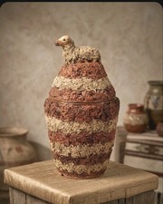 céramique pot couvert signé