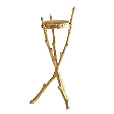 Two (2) Iron Gilt Faux Bois Branch Shape Candleholder