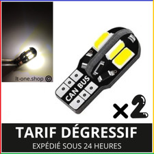 2 X Ampoule Led w5w T10 Can Bus 8SMD 12V 6000K Blanc Anti Erreur Veilleuse Auto